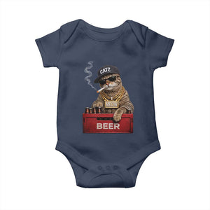 Funny Smoking Cat Meme Baby Onesie Vintage Graphic Cigarette Kitty Beer Cat Lover TS10 Navy Print Your Wear
