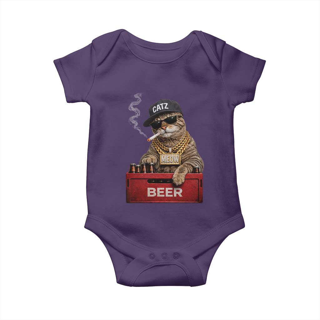 Funny Smoking Cat Meme Baby Onesie Vintage Graphic Cigarette Kitty Beer Cat Lover TS10 Purple Print Your Wear