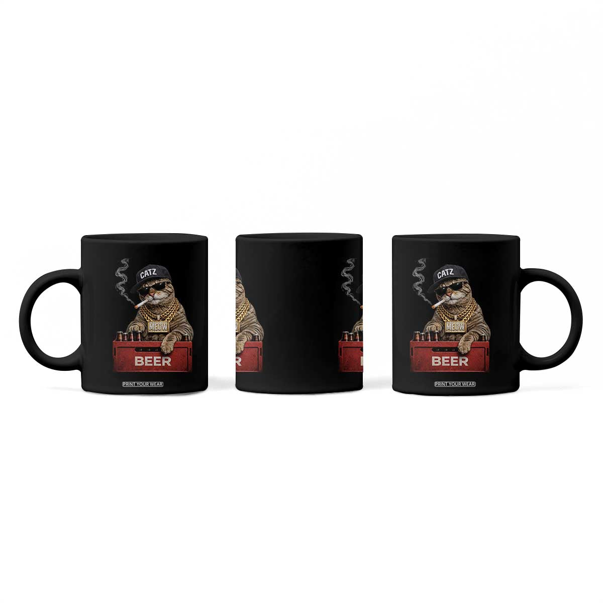 Funny Smoking Cat Meme Coffee Mug Vintage Graphic Cigarette Kitty Beer Cat Lover TS10 Print Your Wear