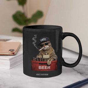 Funny Smoking Cat Meme Coffee Mug Vintage Graphic Cigarette Kitty Beer Cat Lover TS10 Print Your Wear