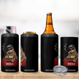 Funny Smoking Cat Meme 4 in 1 Can Cooler Tumbler Vintage Graphic Cigarette Kitty Beer Cat Lover TS10 Print Your Wear