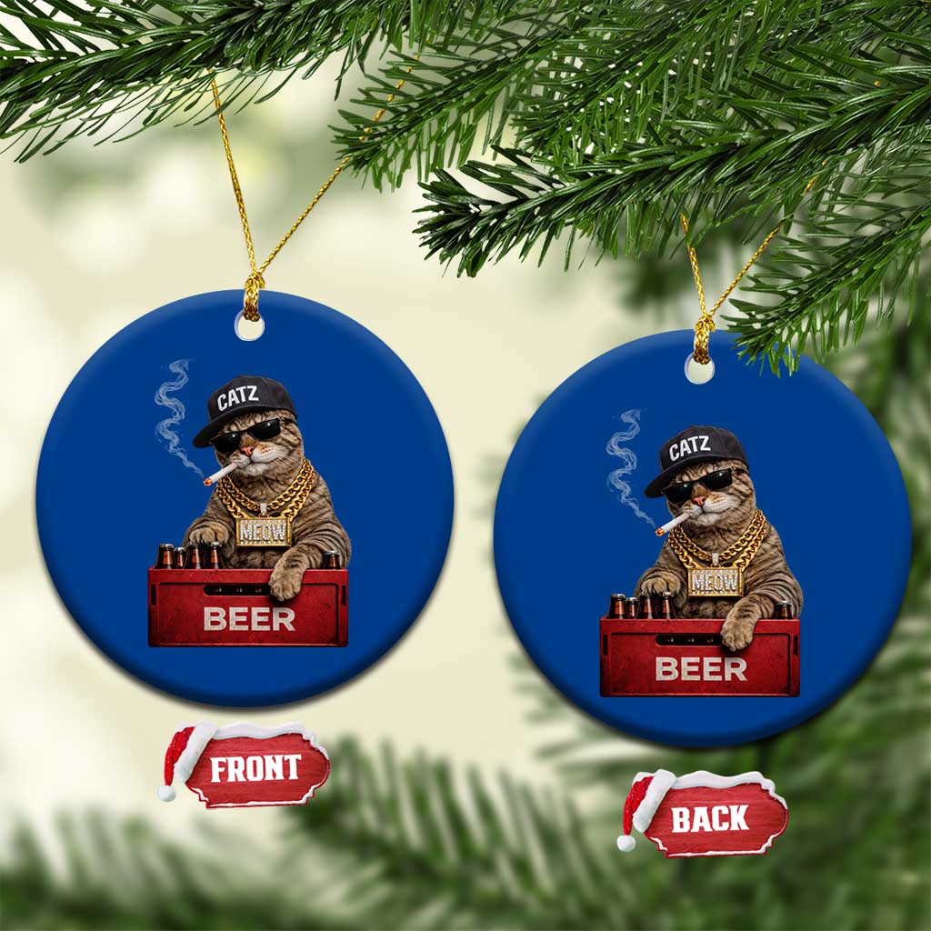 Funny Smoking Cat Meme Ceramic Ornament Vintage Graphic Cigarette Kitty Beer Cat Lover TS10 1pc Blue Print Your Wear