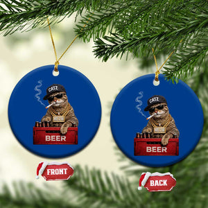 Funny Smoking Cat Meme Ceramic Ornament Vintage Graphic Cigarette Kitty Beer Cat Lover TS10 1pc Blue Print Your Wear