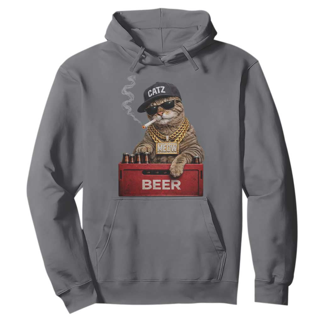 Funny Smoking Cat Meme Hoodie Vintage Graphic Cigarette Kitty Beer Cat Lover TS10 Charcoal Print Your Wear