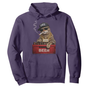 Funny Smoking Cat Meme Hoodie Vintage Graphic Cigarette Kitty Beer Cat Lover TS10 Purple Print Your Wear