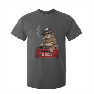 Funny Smoking Cat Meme T Shirt For Kid Vintage Graphic Cigarette Kitty Beer Cat Lover TS10 Dark Heather Print Your Wear