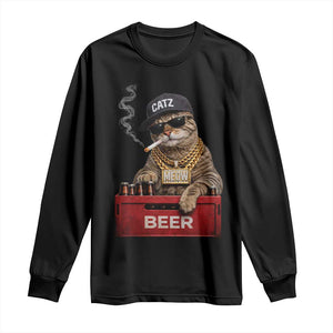 Funny Smoking Cat Meme Long Sleeve Shirt Vintage Graphic Cigarette Kitty Beer Cat Lover TS10 Black Print Your Wear