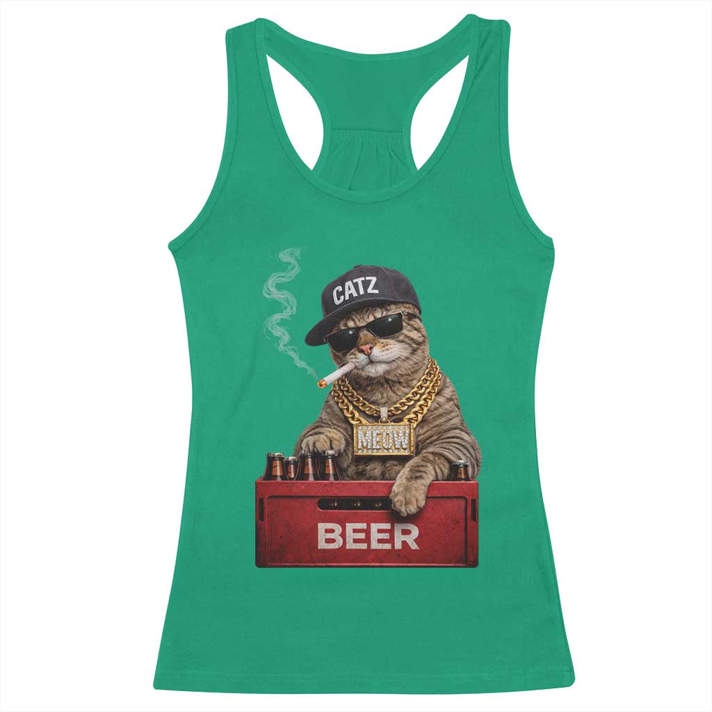 Funny Smoking Cat Meme Racerback Tank Top Vintage Graphic Cigarette Kitty Beer Cat Lover TS10 Irish Green Print Your Wear
