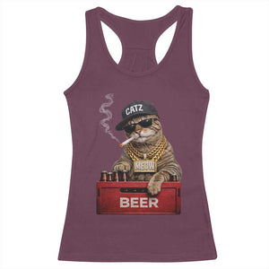 Funny Smoking Cat Meme Racerback Tank Top Vintage Graphic Cigarette Kitty Beer Cat Lover TS10 Maroon Print Your Wear