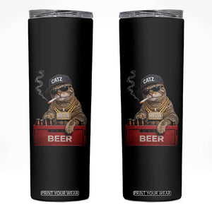 Funny Smoking Cat Meme Skinny Tumbler Vintage Graphic Cigarette Kitty Beer Cat Lover TS10 Black Print Your Wear