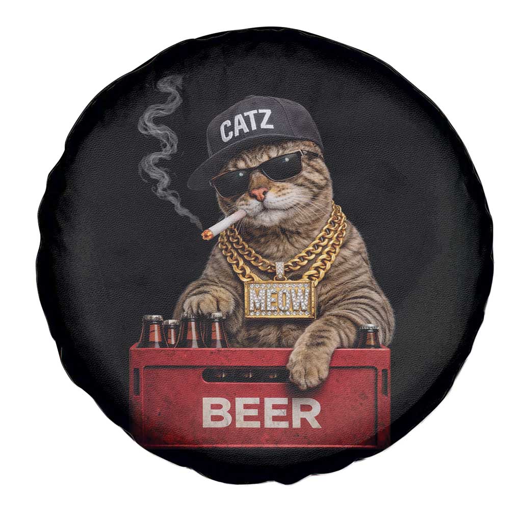 Funny Smoking Cat Meme Spare Tire Cover Vintage Graphic Cigarette Kitty Beer Cat Lover TS10 Print Your Wear