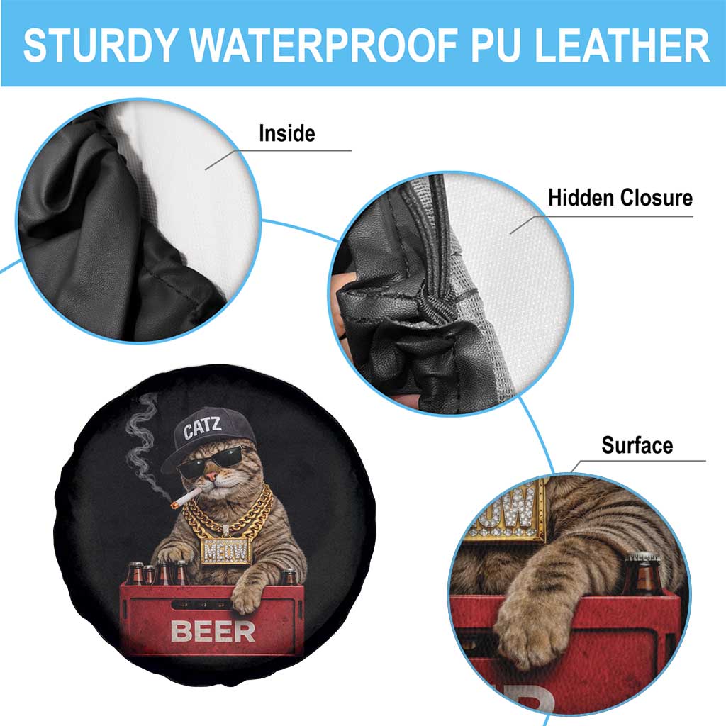 Funny Smoking Cat Meme Spare Tire Cover Vintage Graphic Cigarette Kitty Beer Cat Lover TS10 Print Your Wear