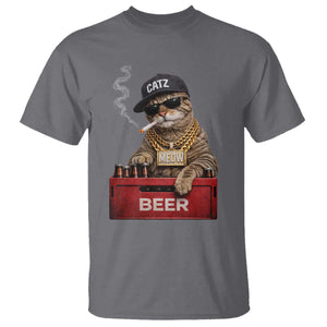 Funny Smoking Cat Meme T Shirt Vintage Graphic Cigarette Kitty Beer Cat Lover TS10 Charcoal Print Your Wear