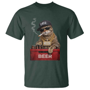 Funny Smoking Cat Meme T Shirt Vintage Graphic Cigarette Kitty Beer Cat Lover TS10 Dark Forest Green Print Your Wear
