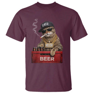 Funny Smoking Cat Meme T Shirt Vintage Graphic Cigarette Kitty Beer Cat Lover TS10 Maroon Print Your Wear