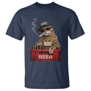 Funny Smoking Cat Meme T Shirt Vintage Graphic Cigarette Kitty Beer Cat Lover TS10 Navy Print Your Wear