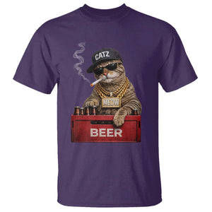Funny Smoking Cat Meme T Shirt Vintage Graphic Cigarette Kitty Beer Cat Lover TS10 Purple Print Your Wear