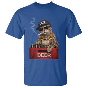 Funny Smoking Cat Meme T Shirt Vintage Graphic Cigarette Kitty Beer Cat Lover TS10 Royal Blue Print Your Wear
