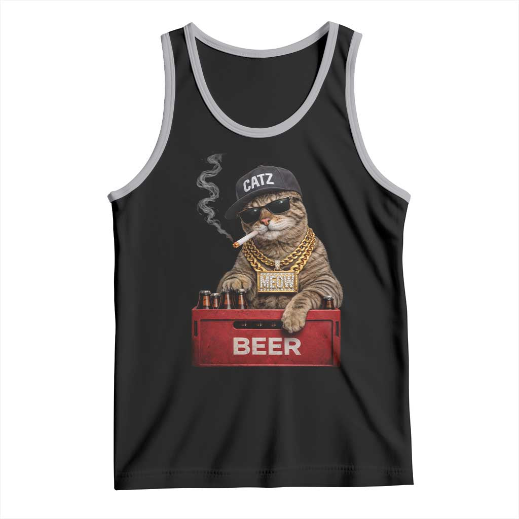 Funny Smoking Cat Meme Tank Top Vintage Graphic Cigarette Kitty Beer Cat Lover TS10 Black Athletic Heather Print Your Wear