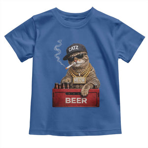 Funny Smoking Cat Meme Toddler T Shirt Vintage Graphic Cigarette Kitty Beer Cat Lover TS10 Royal Blue Print Your Wear