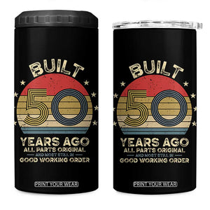 Funny 50th Birthday 4 in 1 Can Cooler Tumbler Vintage Retro Built 50 Years Ago TS10 One Size: 16 oz Black Print Your Wear