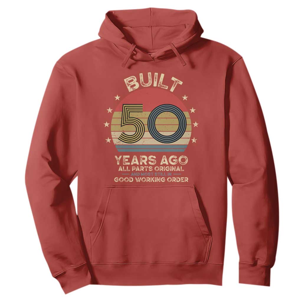 Funny 50th Birthday Hoodie Vintage Retro Built 50 Years Ago TS10 Red Print Your Wear