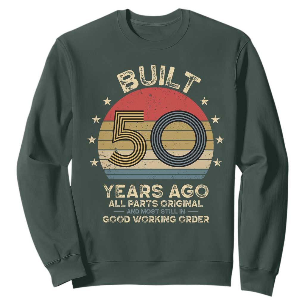 Funny 50th Birthday Sweatshirt Vintage Retro Built 50 Years Ago TS10 Dark Forest Green Print Your Wear