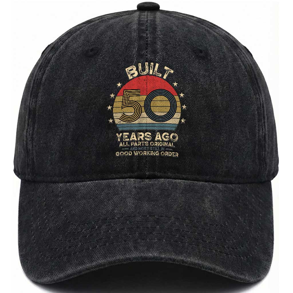 Funny 50th Birthday Washed Cotton Baseball Cap Vintage Retro Built 50 Years Ago