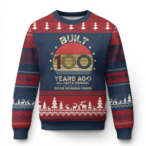 Funny 100th Birthday Ugly Christmas Sweater Vintage Retro Built 100 Years Ago TS10 Navy Red Print Your Wear