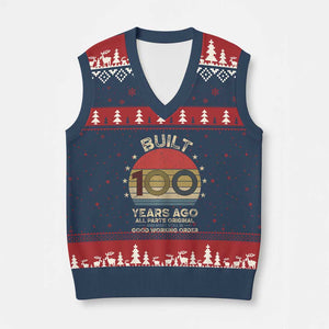 Funny 100th Birthday V-Neck Knit Sweater Vest Vintage Retro Built 100 Years Ago TS10 Navy Red Print Your Wear