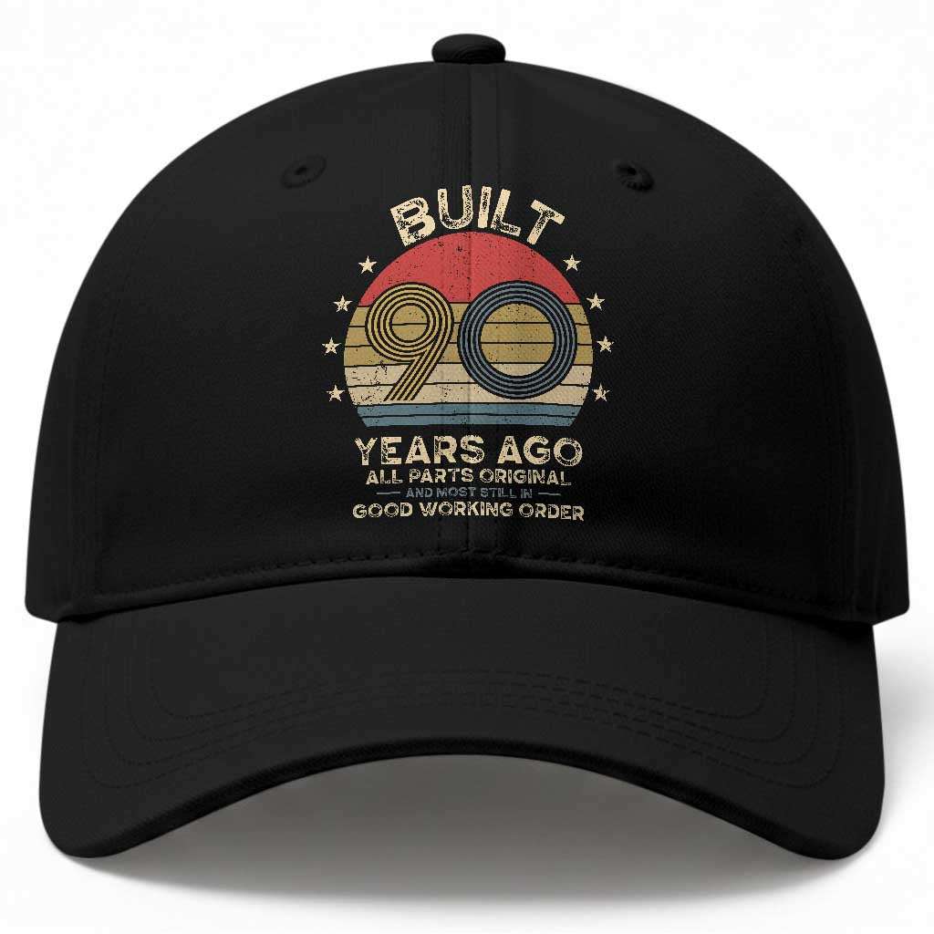 Funny 90th Birthday Baseball Cap Vintage Retro Built 90 Years Ago