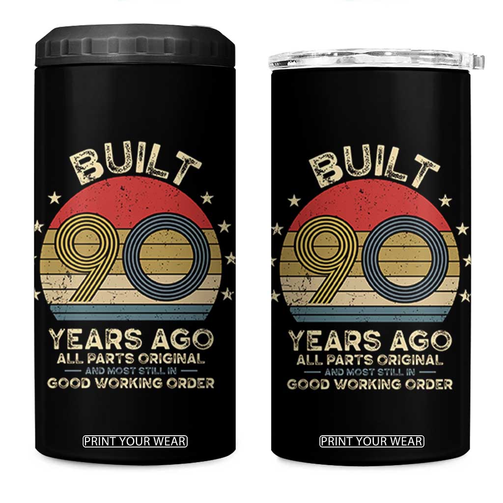 Funny 90th Birthday 4 in 1 Can Cooler Tumbler Vintage Retro Built 90 Years Ago TS10 One Size: 16 oz Black Print Your Wear