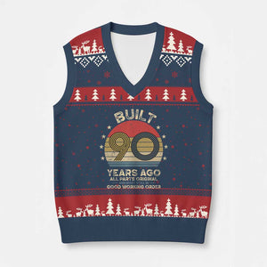 Funny 90th Birthday V-Neck Knit Sweater Vest Vintage Retro Built 90 Years Ago TS10 Navy Red Print Your Wear