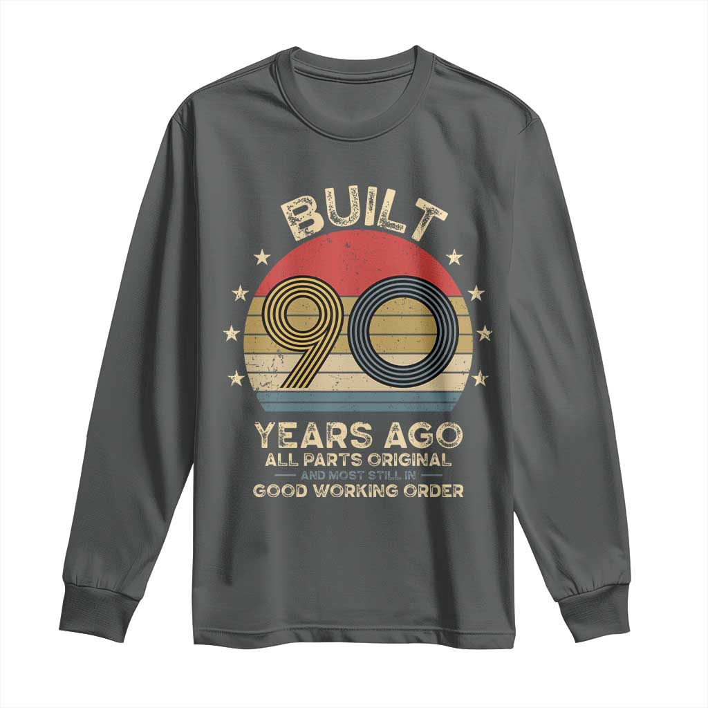 Funny 90th Birthday Long Sleeve Shirt Vintage Retro Built 90 Years Ago TS10 Dark Heather Print Your Wear
