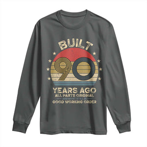 Funny 90th Birthday Long Sleeve Shirt Vintage Retro Built 90 Years Ago TS10 Dark Heather Print Your Wear