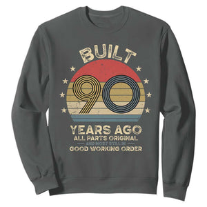 Funny 90th Birthday Sweatshirt Vintage Retro Built 90 Years Ago TS10 Dark Heather Print Your Wear