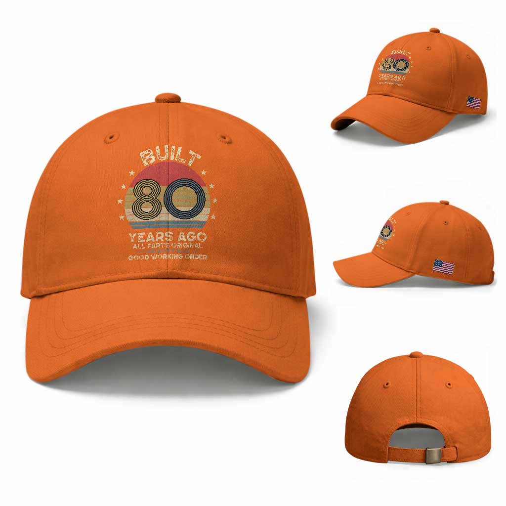 Funny 80th Birthday Baseball Cap Vintage Retro Built 80 Years Ago