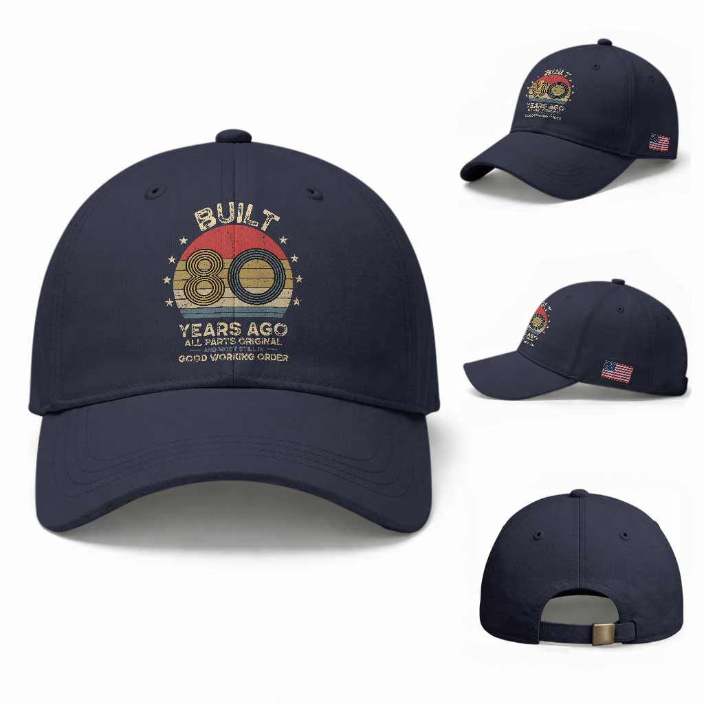 Funny 80th Birthday Baseball Cap Vintage Retro Built 80 Years Ago
