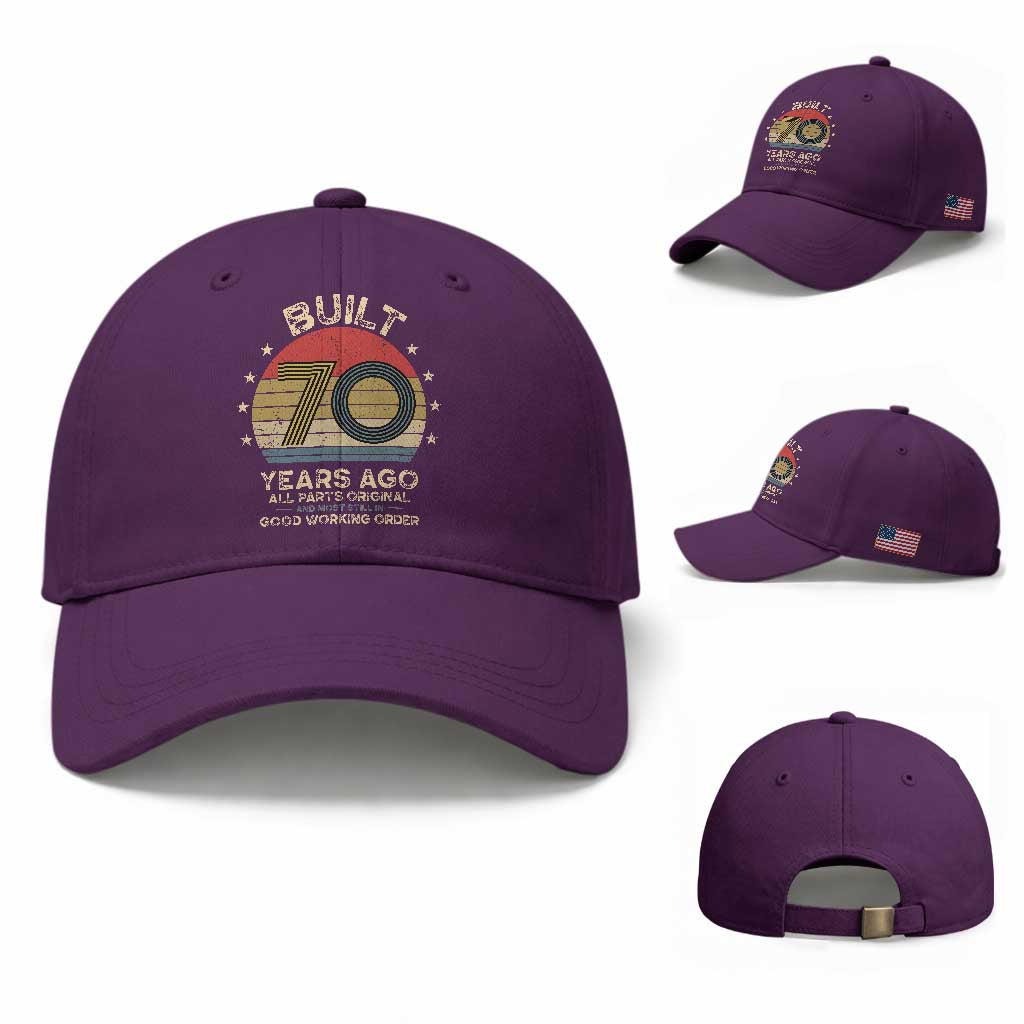 Funny 70th Birthday Baseball Cap Vintage Retro Built 70 Years Ago
