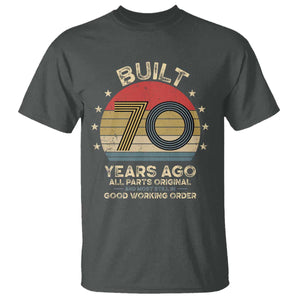 Funny 70th Birthday T Shirt Vintage Retro Built 70 Years Ago TS10 Dark Heather Print Your Wear