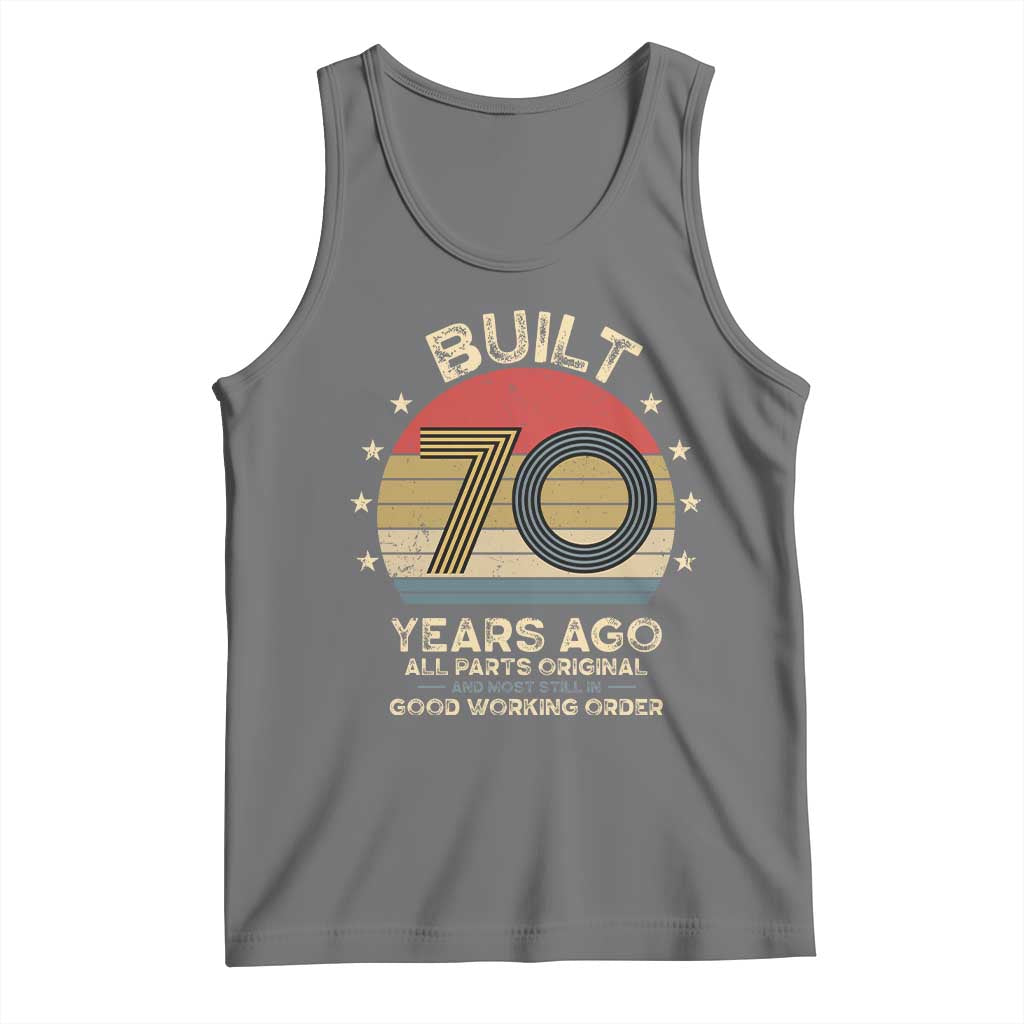 Funny 70th Birthday Tank Top Vintage Retro Built 70 Years Ago TS10 Black Heather Print Your Wear
