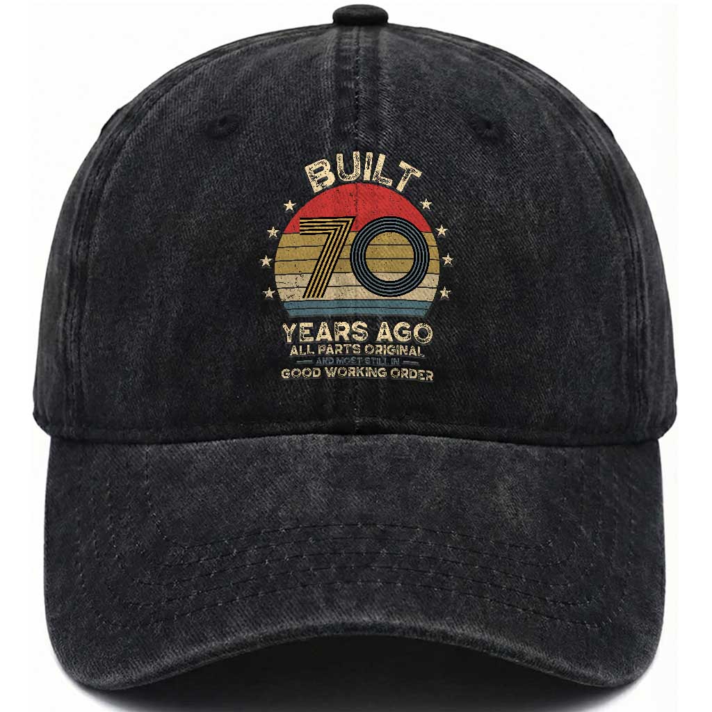 Funny 70th Birthday Washed Cotton Baseball Cap Vintage Retro Built 70 Years Ago