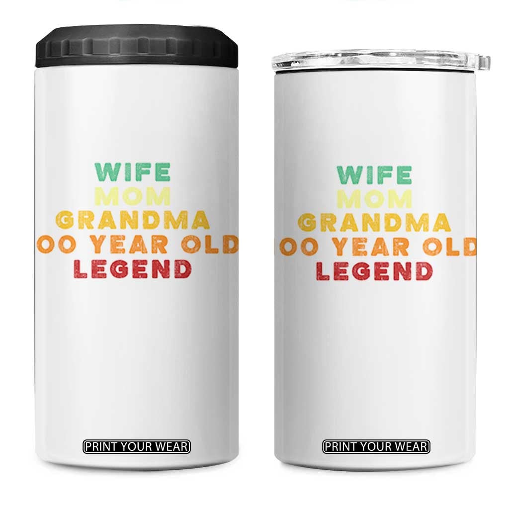 100th Birthday Gifts For Women 4 in 1 Can Cooler Tumbler Wife Mom Grandma 100 Year Old Legend TS10 One Size: 16 oz White Print Your Wear