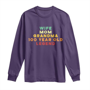 100th Birthday Gifts For Women Long Sleeve Shirt Wife Mom Grandma 100 Year Old Legend TS10 Purple Print Your Wear