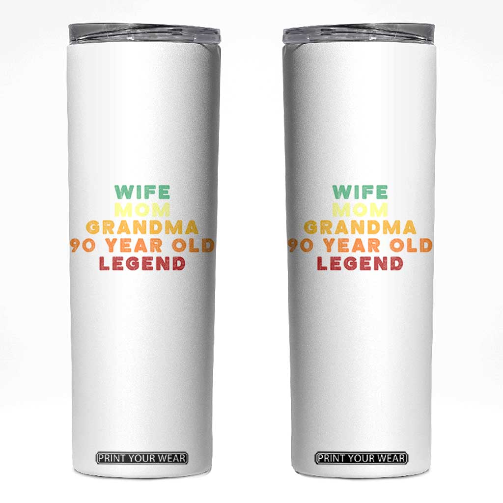 90th Birthday Gifts For Women Skinny Tumbler Wife Mom Grandma 90 Year Old Legend TS10 White Print Your Wear