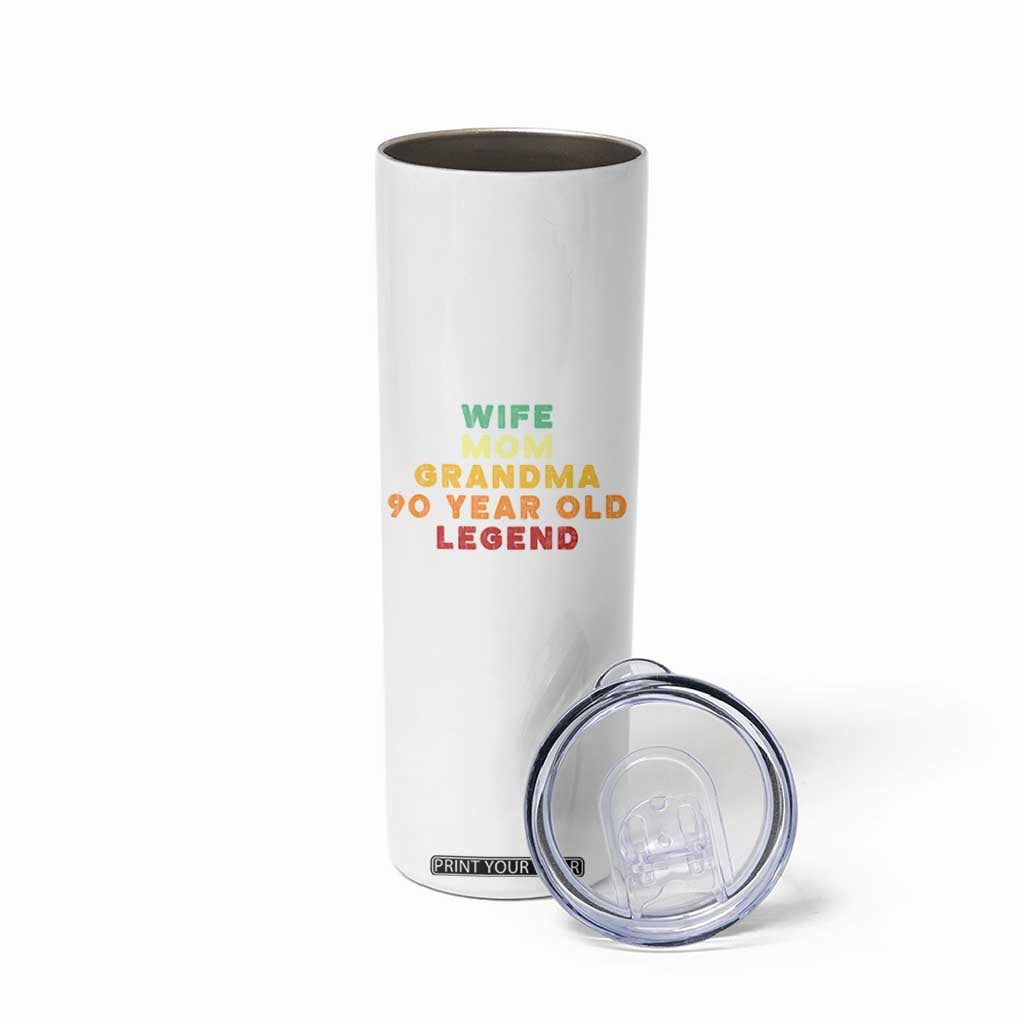 90th Birthday Gifts For Women Skinny Tumbler Wife Mom Grandma 90 Year Old Legend TS10 Print Your Wear