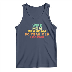 90th Birthday Gifts For Women Tank Top Wife Mom Grandma 90 Year Old Legend TS10 Navy Print Your Wear
