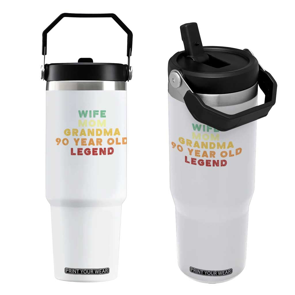 90th Birthday Gifts For Women Flip Straw Tumbler Wife Mom Grandma 90 Year Old Legend TS10 One Size: 30 oz White Print Your Wear