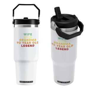 90th Birthday Gifts For Women Flip Straw Tumbler Wife Mom Grandma 90 Year Old Legend TS10 One Size: 30 oz White Print Your Wear