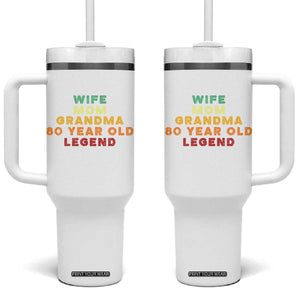 80th Birthday Gifts For Women Tumbler With Handle Wife Mom Grandma 80 Year Old Legend TS10 One Size: 40 oz White Print Your Wear